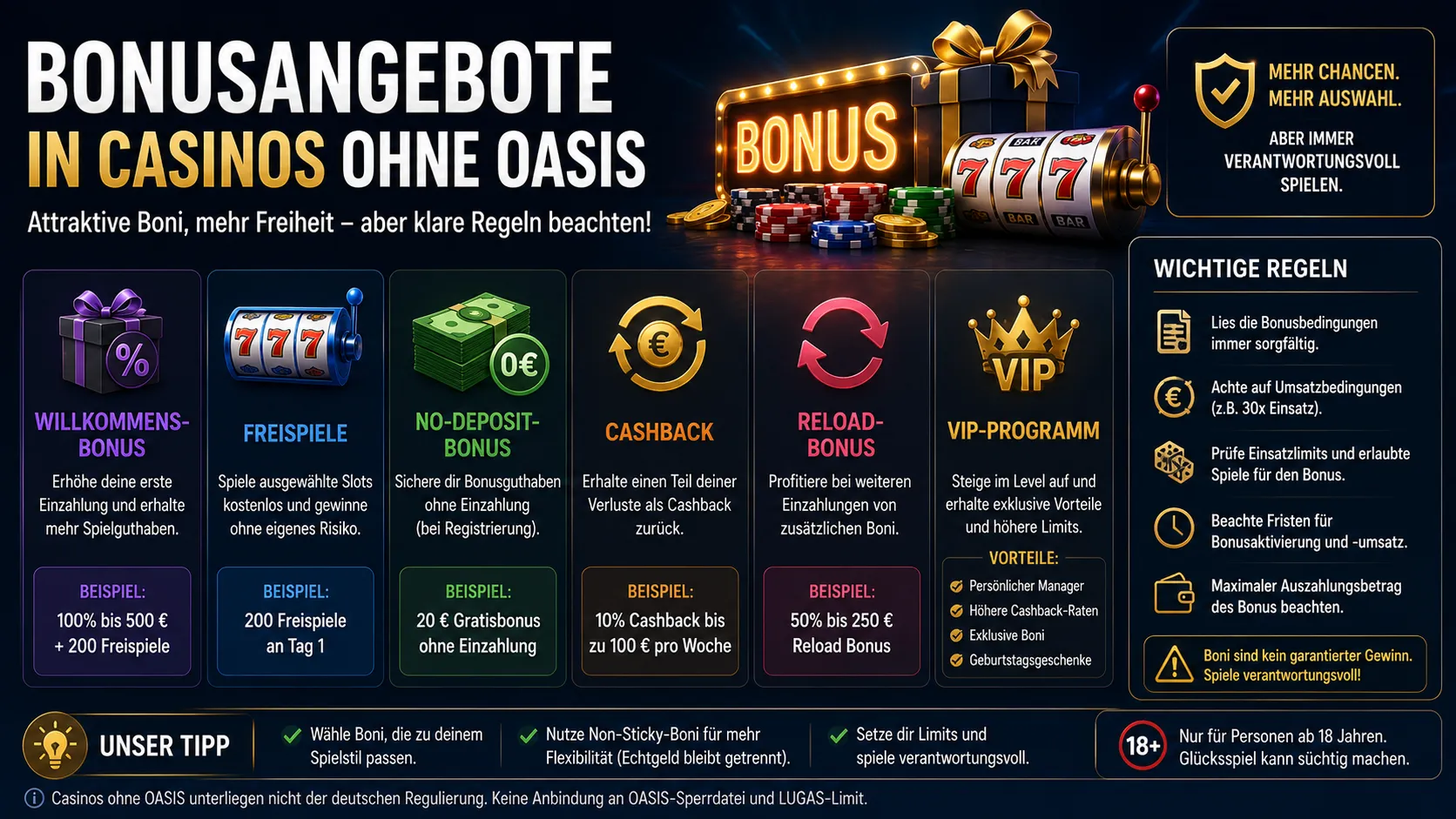 Bonusangebote in Casinos ohne OASIS